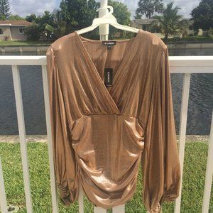 Express - Beautiful Gold Long Sleeve Party Top NWT